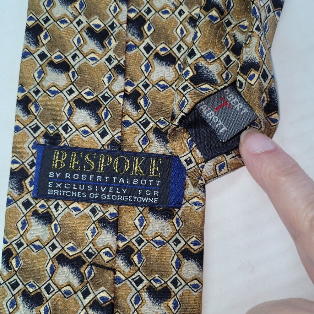 Bespoke By Robert Talbott Tie Mens Geometric Necktie Italian‎ Silk Made In USA - Picture 4 of 7